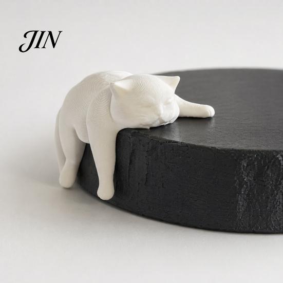 Современное украшение-кошка для дома, 3D-печатная ленивая фигурка, спящий котенок, декор для стола, милая статуэтка животного, фигурка для офиса, DIY, можно раскрашивать, белый матовый