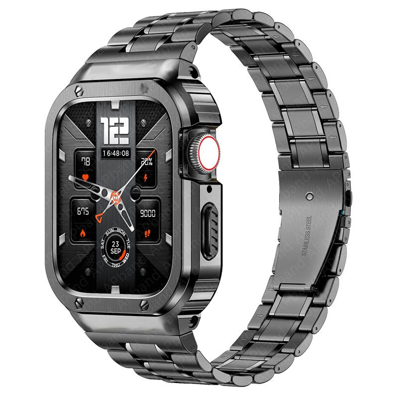Корпус + Ремешок из нержавеющей стали для Apple Watch Band 44 мм 45 мм 49 мм 40 мм Защитный чехол Аксессуары iwatch Ультра серия 8 6 SE 7 Ремешок
