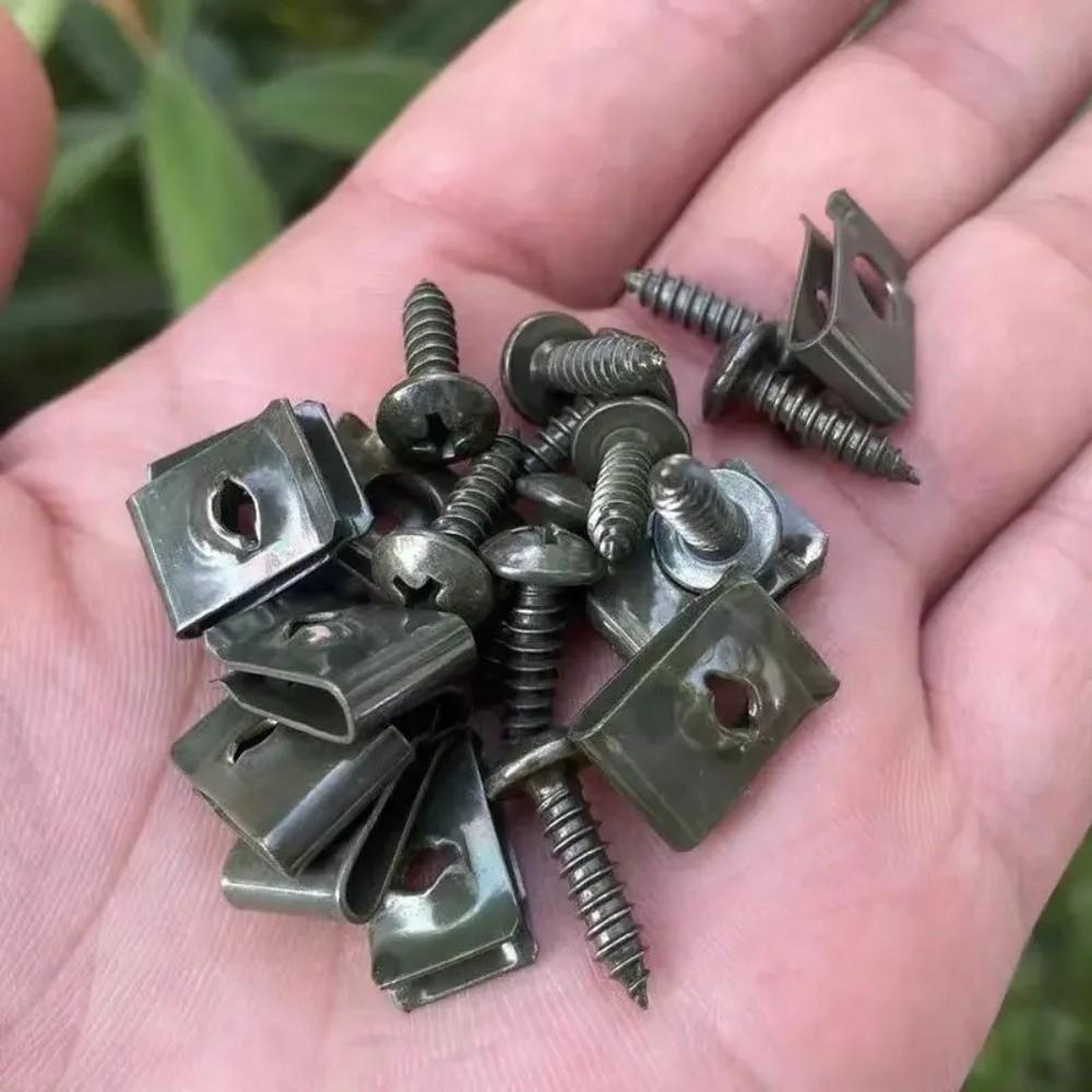 20/40/60Pcs U-Shaped U-Type Fastener Clips Iron Metal Screw Clips Car Accessories