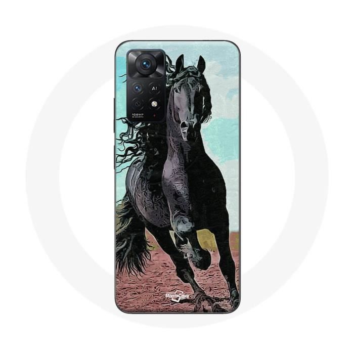 Coque - Maniacase - Redmi Note 11 Pro 5G - Cheval Noir Frison - Silicone - Souple