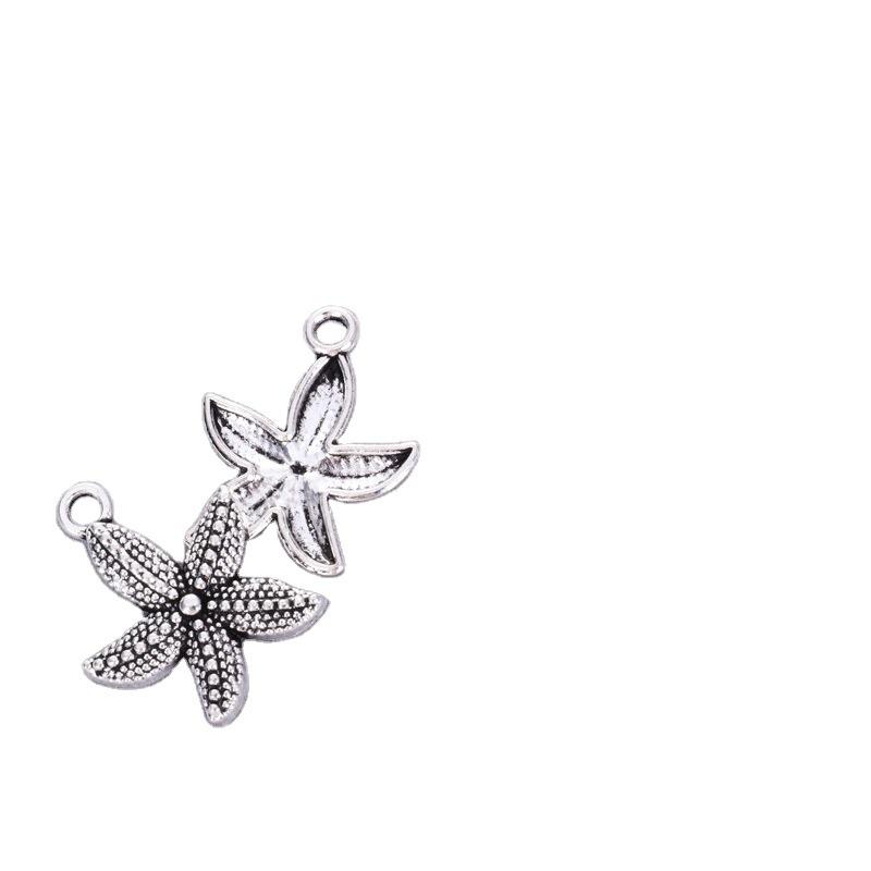 Zinc Alloy Starfish Pendant Silver Charms for DIY Jewelry & Crafts
