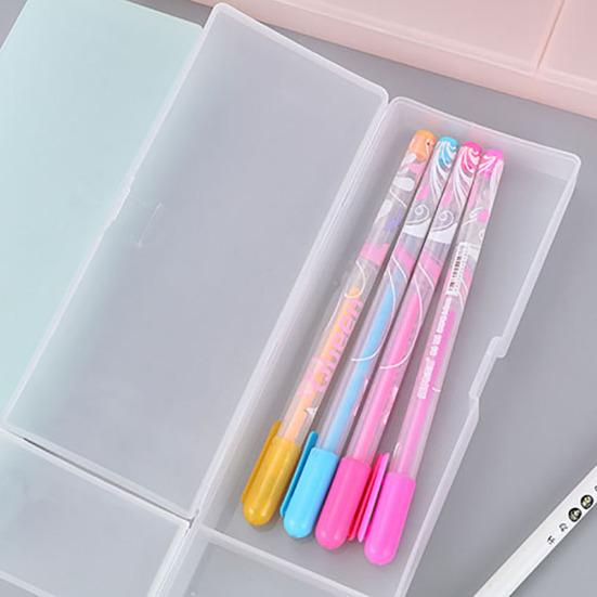 Semi-Transparent Plastic Large Pencil Capacity Pen Box Holder Case Stationery