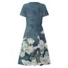 Women's Summer Casual Floral Print Short Sleeve Swing Dress