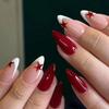 Handmade Red Star Almond French-Edge Wearable Nail Tips