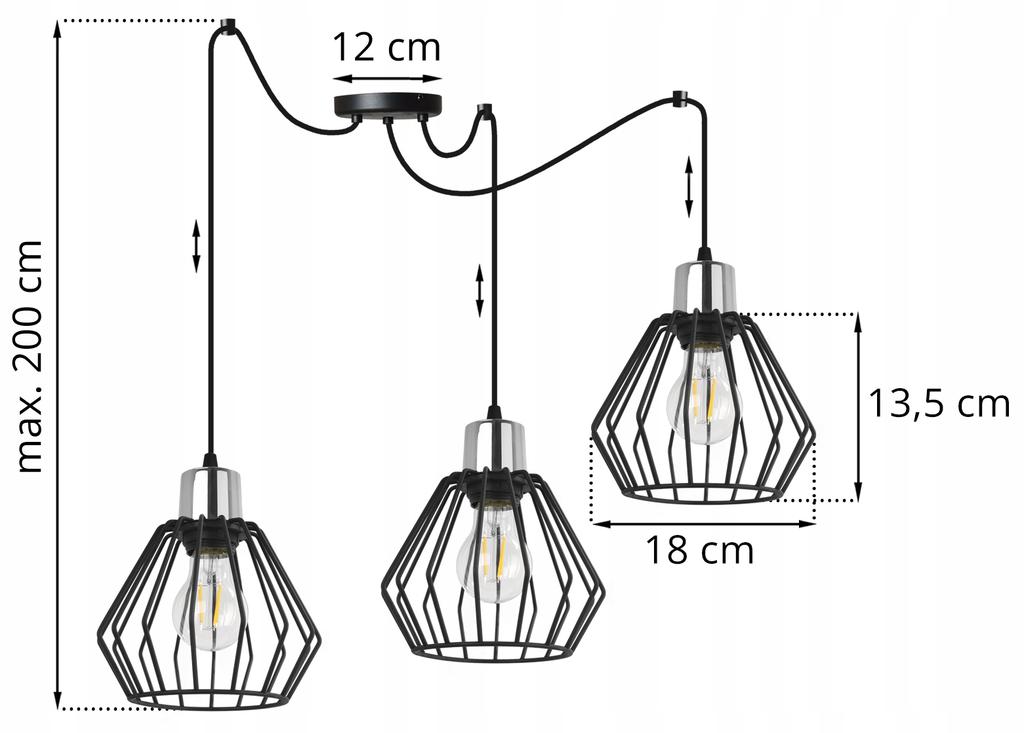 Hanging Lamp, Ceiling Chandelier, Wire Shade, Led