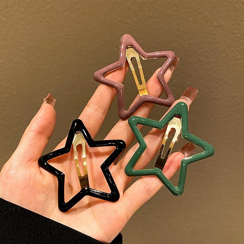 Zinc Zinc Alloy Side Barrettes Hollow Y2k Hairpin Personalized Star BB Hair Clip Female