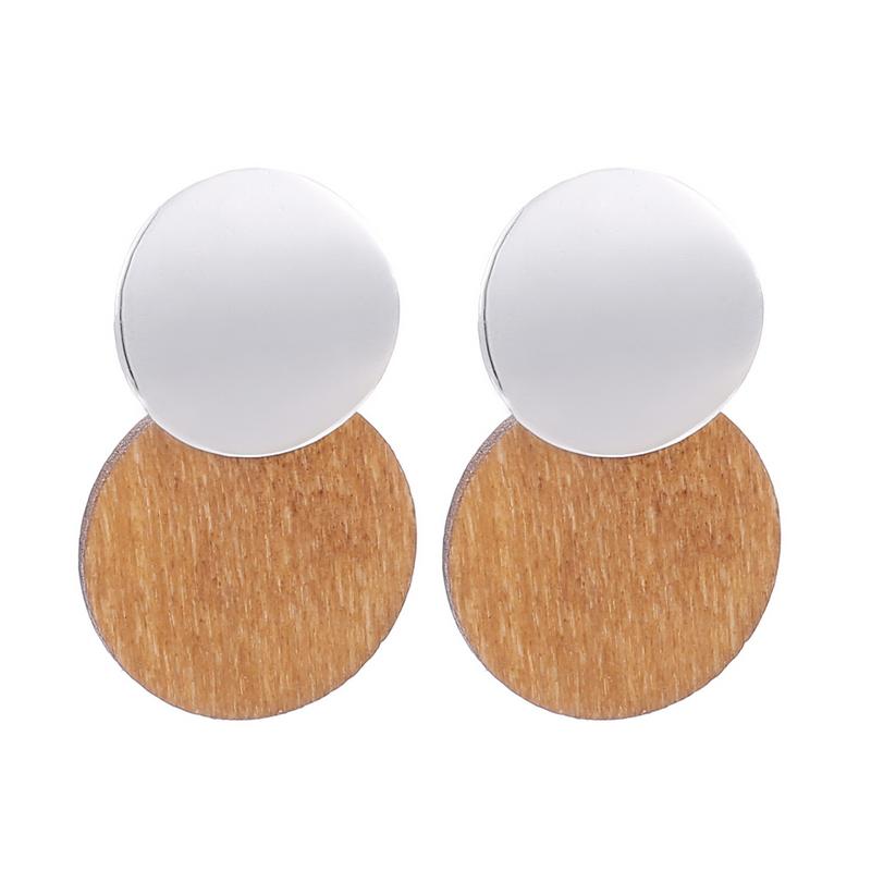 Модные натуральные круглые деревянные серьги для женщин Бохо Ретро Классические Цветные Пусеты Женские Вечерние Украшения Подарок