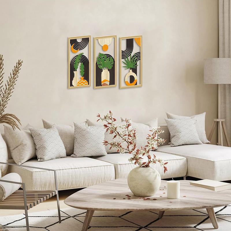 Дизайн 1 шт./3 шт. с вазами, настенное украшение для спальни, полая поделка в стиле фермерского дома, гостиная, искусственное дерево, бохо