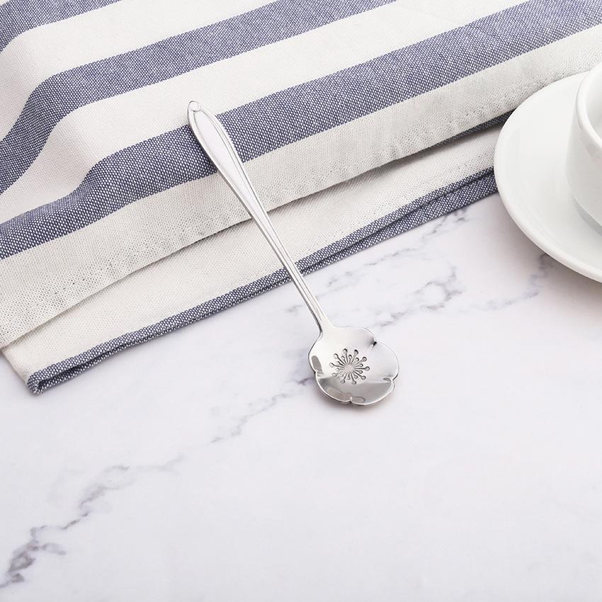 HANYANG Креативная посуда из нержавеющей стали Ложка для цветов с короткой ручкой Бытовая птичье гнездо Десертная ложка Ложка для перемешивания Ложка для цветов вишни