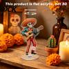Desktop Skull Ornament Acrylic Skeleton Table Sign for Day of the Dead, 360 Degrees Rotation Sugar Cartoon Decor Decor, Dia de los Muertos with Base &