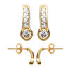 [J6036] - Gold Plated Half Hoop Earrings 'Déesse' Golden White - 10x4 Mm
