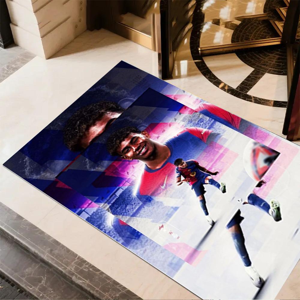 Lamine Yamal's Football Journey Area Rug Design for Dormitory Playrooms Foyer Outdoor Antislip Carpet Decorate Offices Gift for Festivals