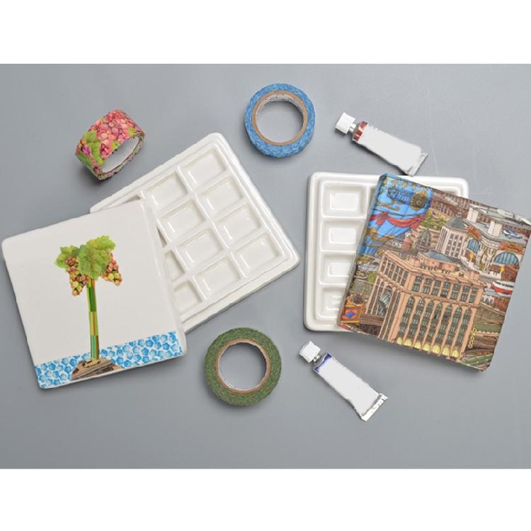 12 ячеек Керамическая палитра для красок художника Керамический поднос для смешивания Палитра для акварельных красок для художников