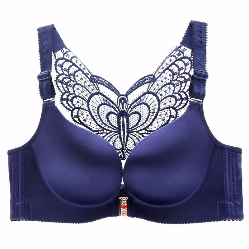 Простой однотонный бюстгальтер с узором «бабочка», удобный и дышащий бюстгальтер с пряжкой спереди на косточках, пуш-ап, женское нижнее белье