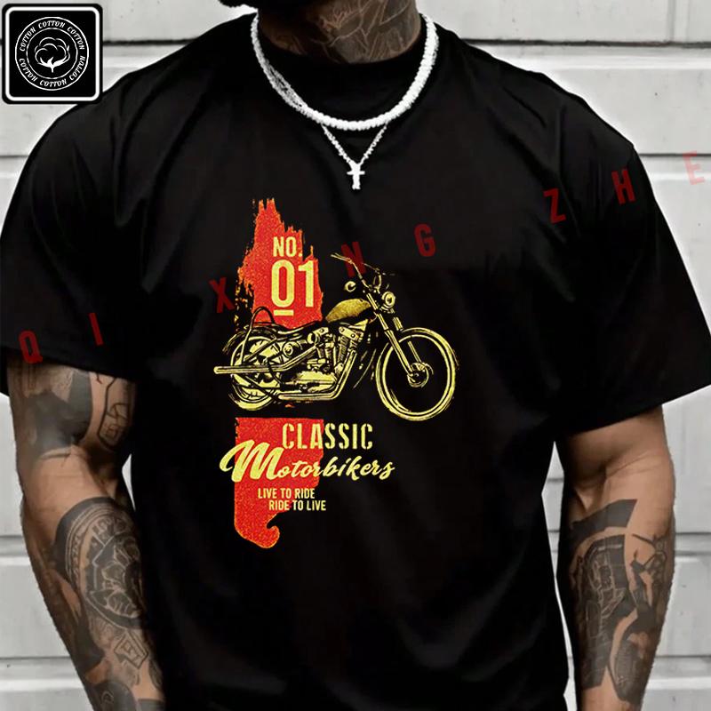 2026 Men T Shirt Vintage Motorcycle Shirt Classic Biker Graphic T-Shirt Men‘s Summer Short Sleeve Tops Tee
