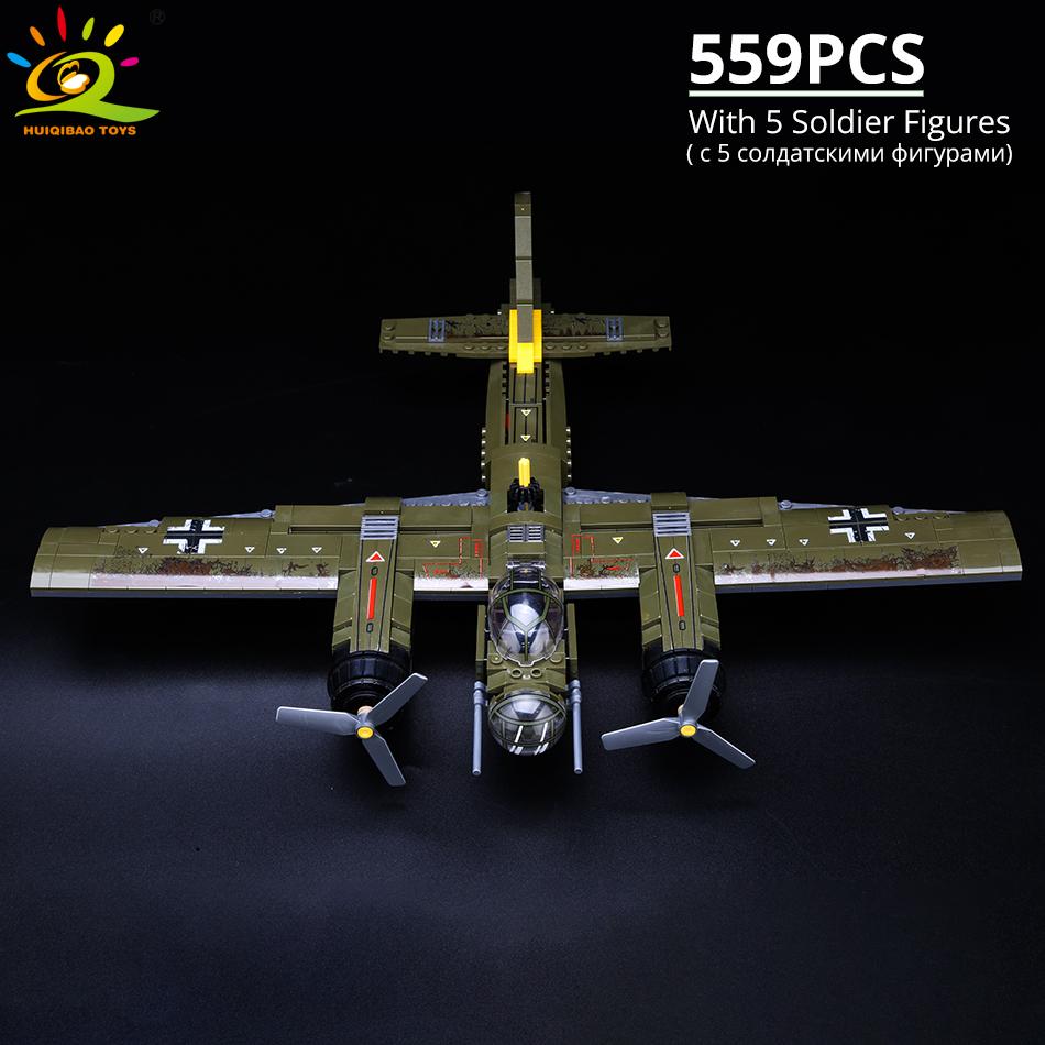 Военный Ju-88 бомбардировочный самолет, строительный блок, вертолет WW2, армейское оружие, солдатская модель, комплект кирпичей, игрушка для детей