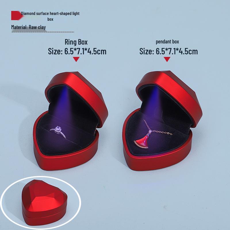 Heart-Shaped LED Ring & Necklace Box with Light - Jewelry Gift Packaging