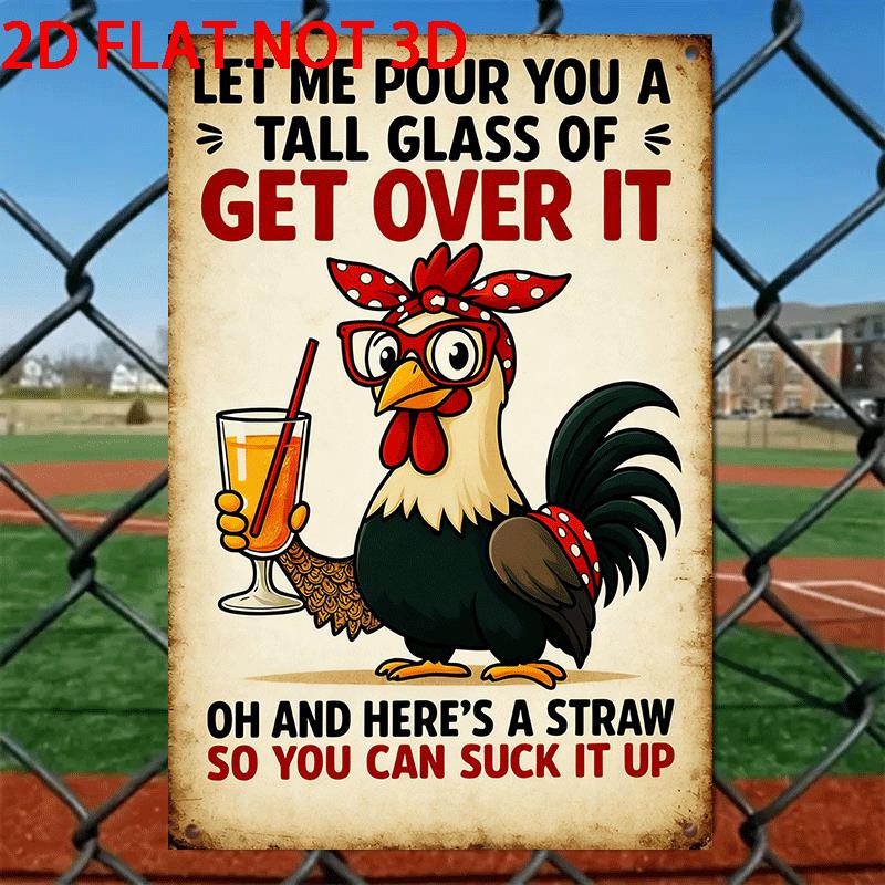 Funny Rooster Aluminum Sign Vintage Farmhouse Wall Decor x Inch