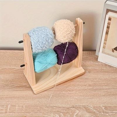 Двухслойный деревянный держатель для пряжи, вертикальный, вращающийся, съемная рама, стойка для хранения шерсти, ручной, ручной работы, органайзер для катушек пряжи