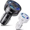 4 Ports USB Car Charger Adapter LED Display QC 3.0 Fast Charging for IOS Android Black