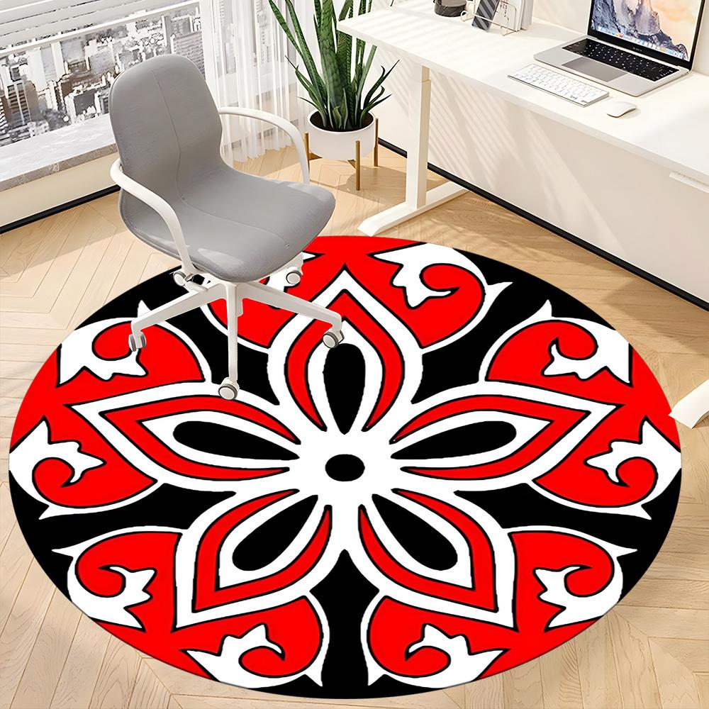 1pc Red Floral Pattern Chair Carpet for Office Non-Slip, Machine Washable Rug for Office, Room - Holiday Decor, Machine Made yy251016165