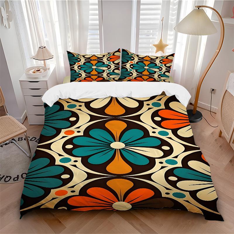 3pc Floral Pattern Cover Set - 1 Quilt Cover + 2 Pillowcases, All Seasons Bedroom Setting, Perfect for Home036