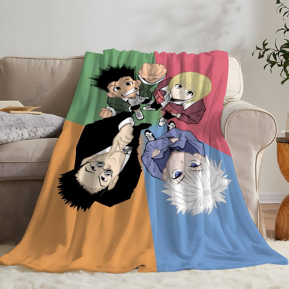 Anime Hunter x Hunter Throw Flannel Throw Blanket: Soft Kid-Friendly Warm Anti-Static All Season Washable Couch Bed Home