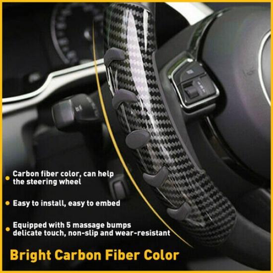 2X Carbon Fiber Car Auto Steering Wheel Booster Cover NonSlip Universal
