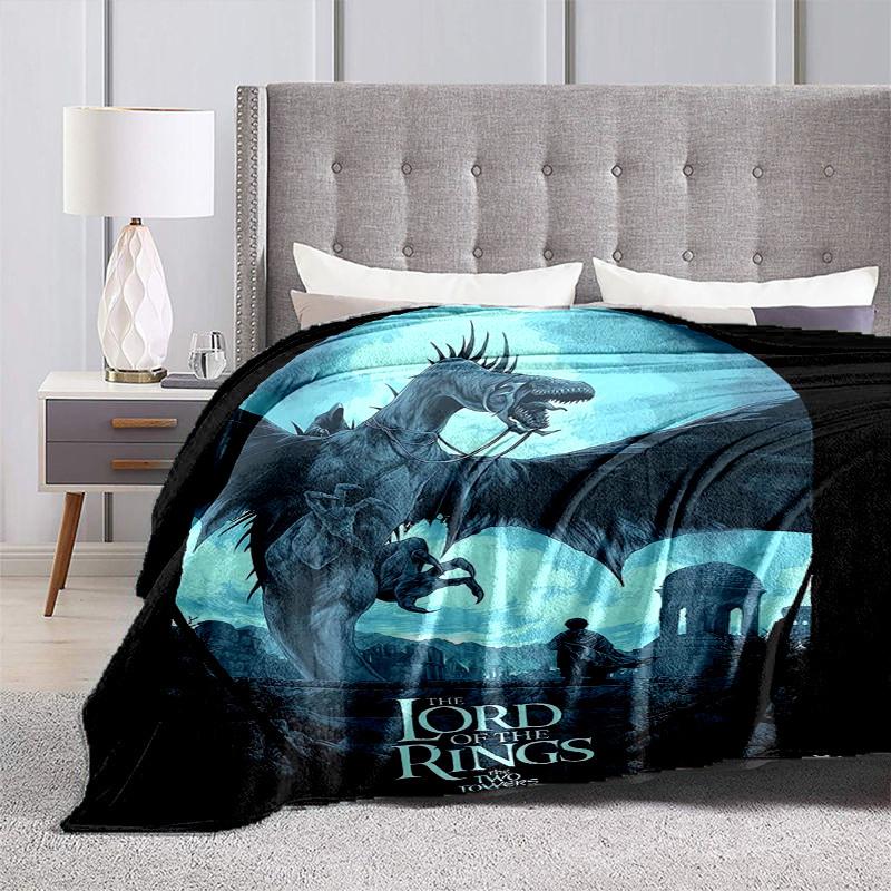 1pc Dragon vs. Man: The Lord of the Rings Cartoon Blanket,Portable Throw for Travel & Camping, All Season Cozy Blanket,Ideal Gift