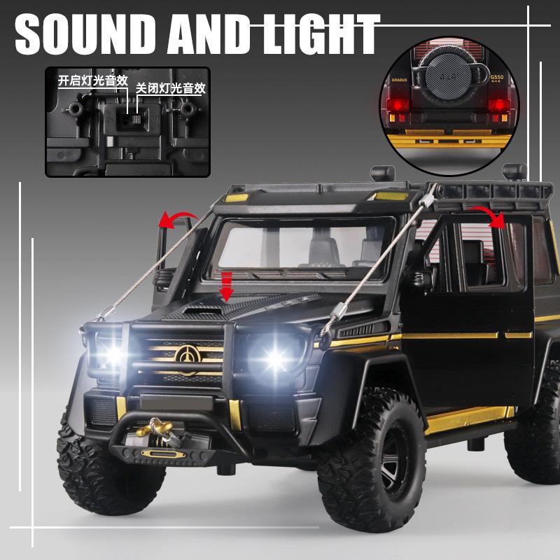 Масштаб 1/24, мини-автоматическое моделирование BENZ Adenture G550 SUV 4x4, литой игрушечный транспорт со звуком и светом, подарок для мальчиков