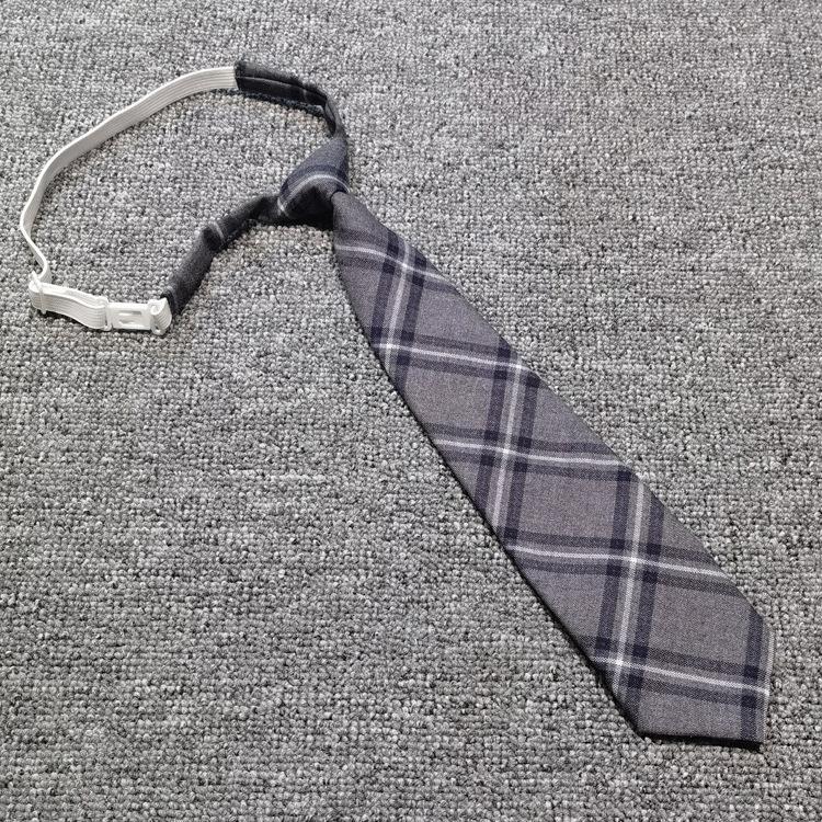 Free Jk Tie Plaid Brown Gray Vintage Student Pullover Rubber Band College Ins Japanese Tr Uniform Tie