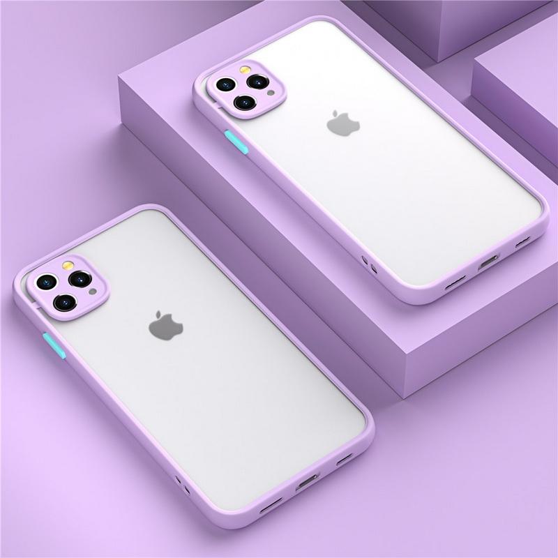 Противоударный Матовый Прозрачный Твердый Чехол для Телефона Для iPhone 15 14 12 11 Pro Max 13 Mini Роскошная Защита Объектива Камеры Полное Покрытие