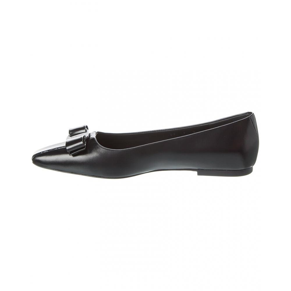 Salvatore Ferragamo Ferragamo Siwar Bow Leather Ballet Flat Black