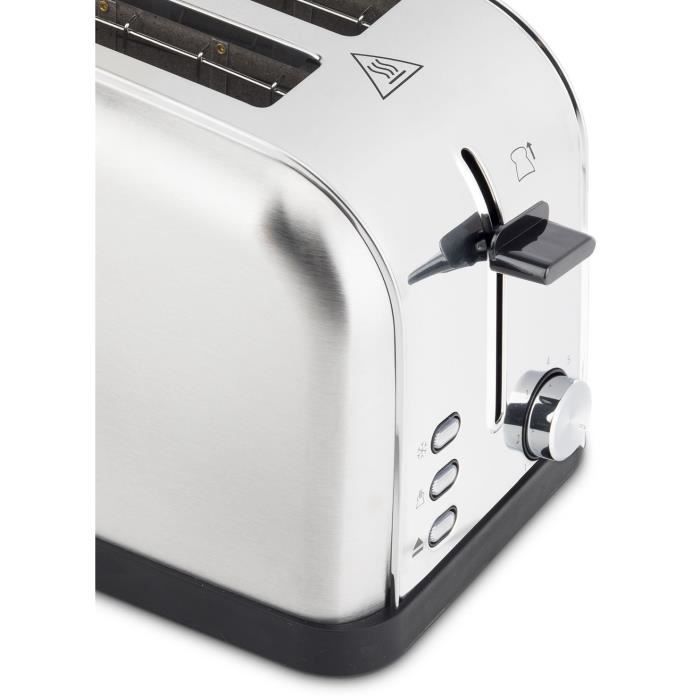Grille-pain H.KOENIG TOAS28 - 2 fentes - 3 fonctions - Thermostat réglable 7 niveaux - Acier inoxydable - Gris