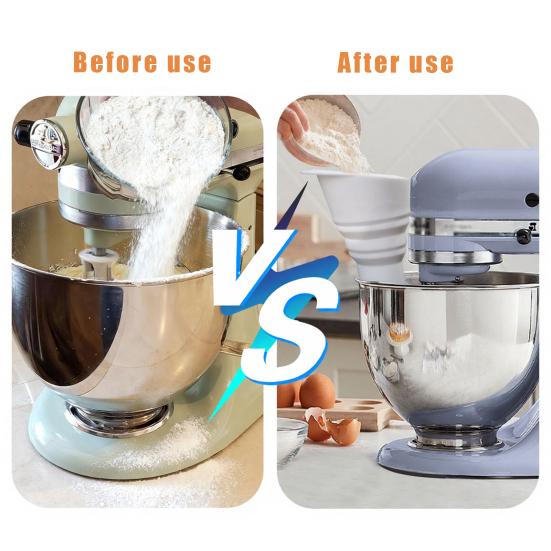 Yousheng Воронка для муки для миксера KitchenAid Силиконовая насадка-воронка для миксера KitchenAid Artisan KSM150 5-Quart Складная, для выпечки без беспорядка