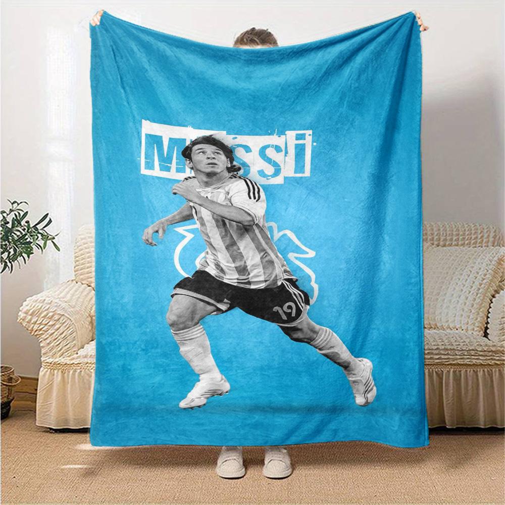 Football Messi Blanket Warmthful Decor Suitable for Livingroom Office Chair Picnics Four Seasons Universal Warmthful Decor
