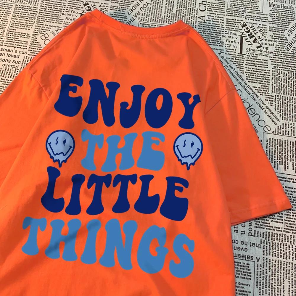 Наслаждайтесь маленькими вещами Письмо Мужская футболка Harajuku O-образный вырез футболки мультфильмы толстовка одежда мода личность мужская футболка