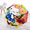 1pc Hello Kitty Automatic Opening/Closing Umbrella with Floral Print - Portable Three-Fold Design, 8-Bone Iron Frame Outdoor Umbrella for Festivals, T