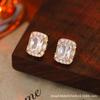 Silver Needle Diamond Stud Earrings Elegant Temperament Light Luxury High Sense Simple Versatile Earrings