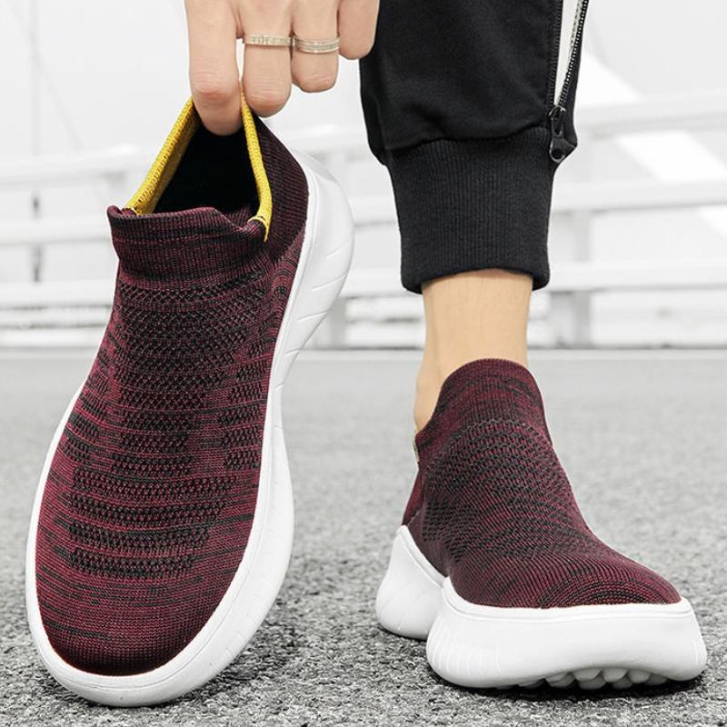 Fashion Minimalist Knit Men's Casual Sneakers Cushioned Insole Gym Walking Stylish Outdoor Comfortable Unisex Jogging Male Sports Shoes