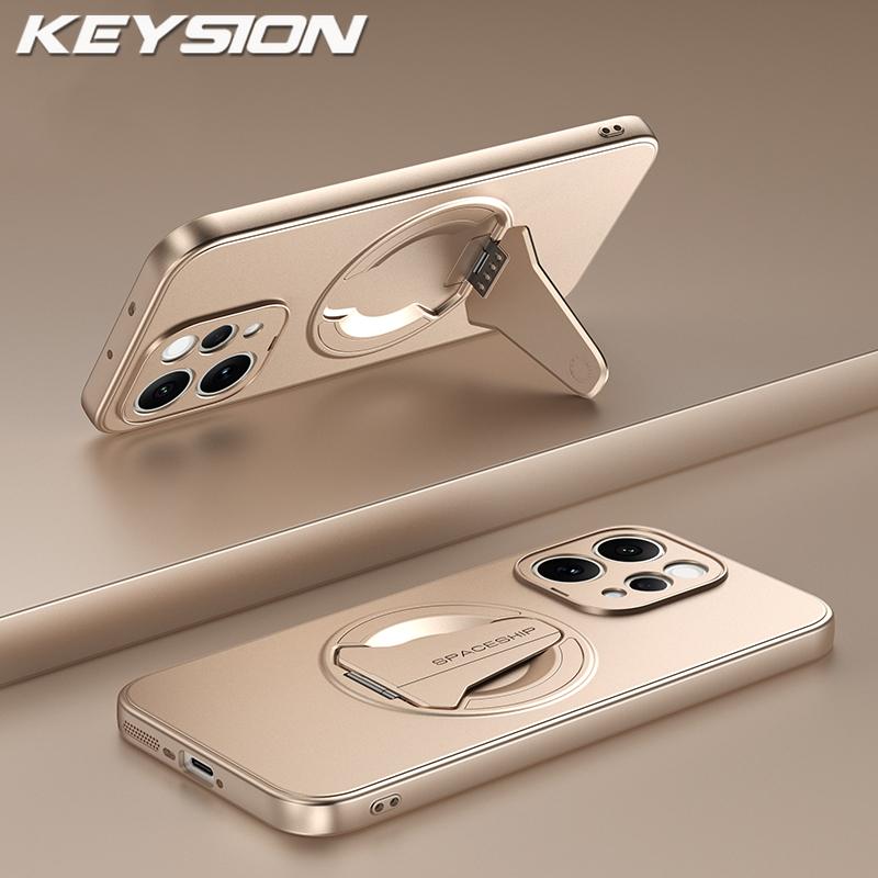 KEYSION Магнитный чехол для телефона VIVO V70 5G Металлическая краска Мягкий силикон + ПК Вертикальная подставка Ударопрочная задняя крышка для VIVO V70