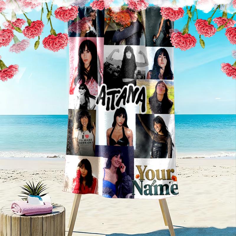 Name Custom Aitana Ocana Print Beach Towel, Large Soft Quick Dry Towel for Beach Camping Swimming