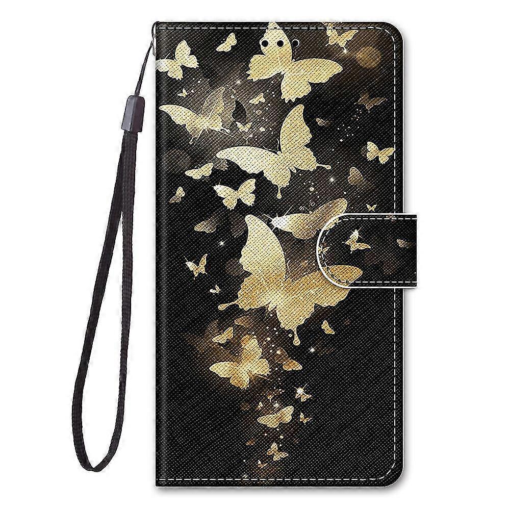 New Case Compatible With Samsung Galaxy Xcover 5 Cover Card Slots Creative Golden Butterfly Pattern Wallet Case Coque