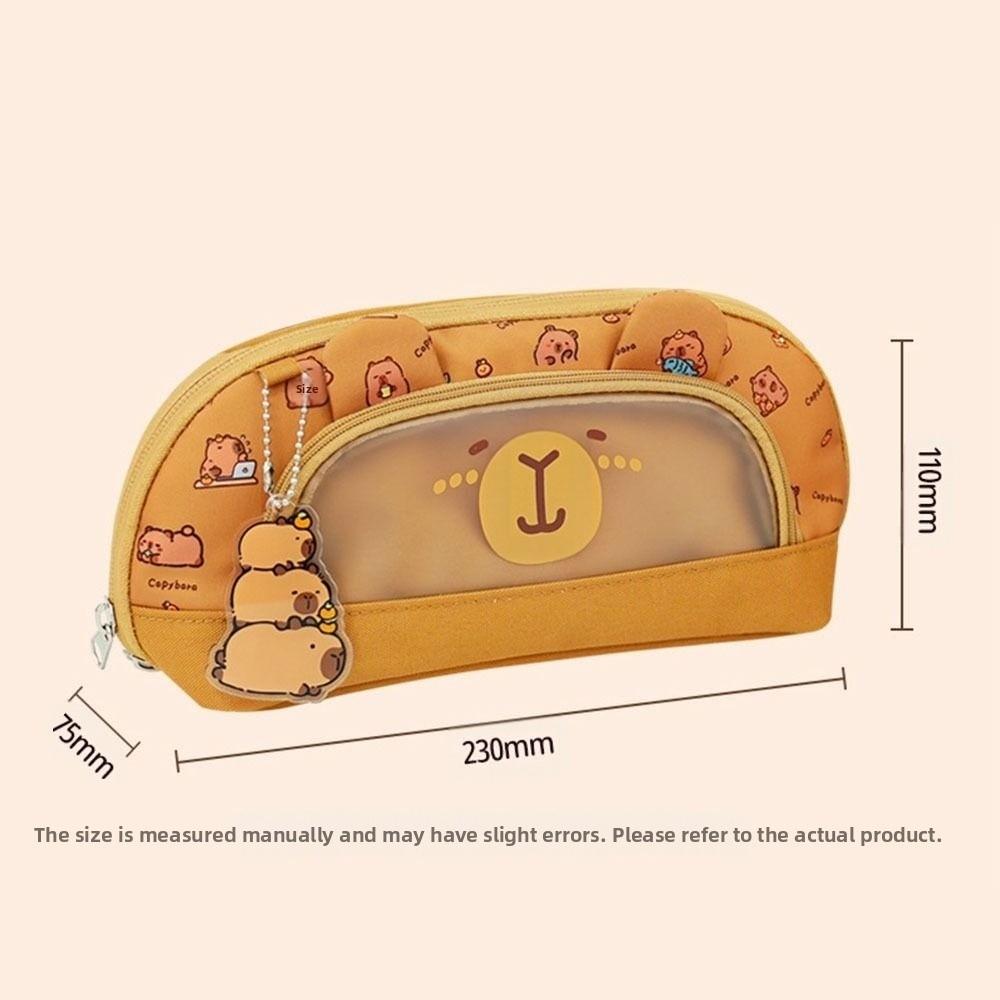 Cartoon Capibara Pencil Case Multi-layer Stationery Bag Kawaii Pencil Pouch  School Supplies