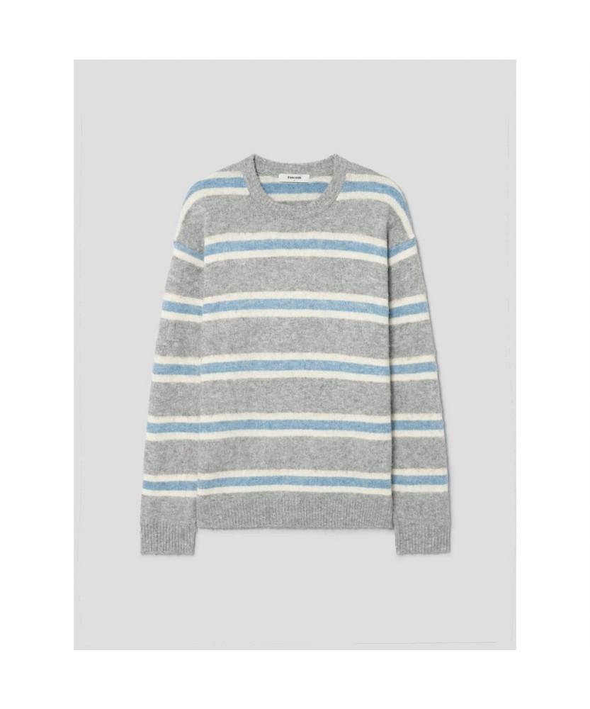 8SECONDS Multi-Stripe Brushed Round Knit Gray
