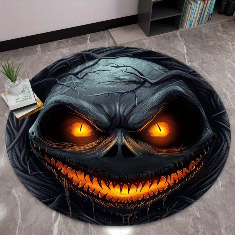Jack Skellington Nightmare Before Christmas Round Crystal Velvet Rug Halloween Horror Theme Decorative Floor Mat