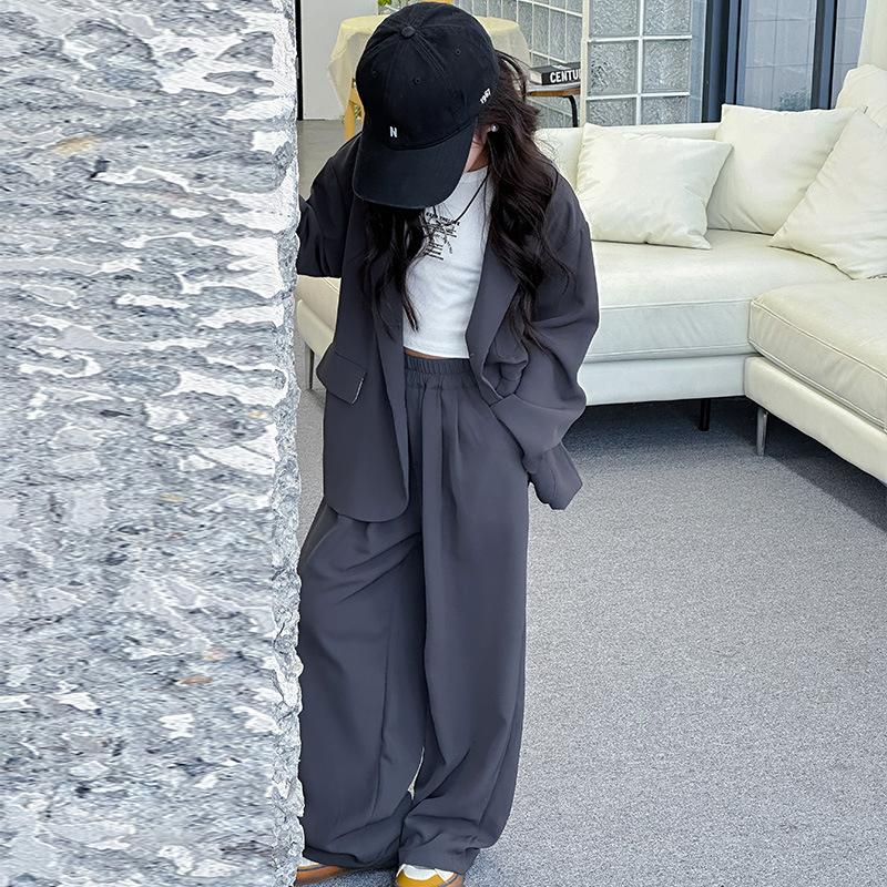 Spring and Autumn Girls' Big Children's Loose Suit Two-piece Long-sleeved Jacket and Pants