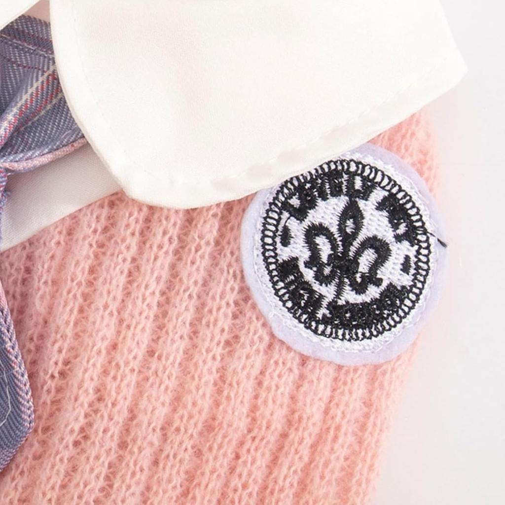 Элегантные клетчатые юбки щенячьего розового цвета для девочки-собаки, чихуахуа, йорков, женская одежда для собак, милые платья-принцессы для кошек с галстуком-бабочкой (M (2.5-4 кг))