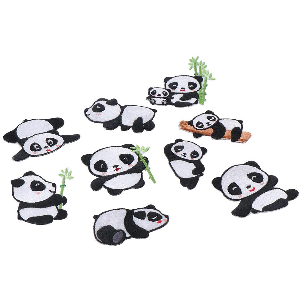 9 Pcs Cute Panda Embroidered Patches Panda Iron On Patches Jackets Delicate Women