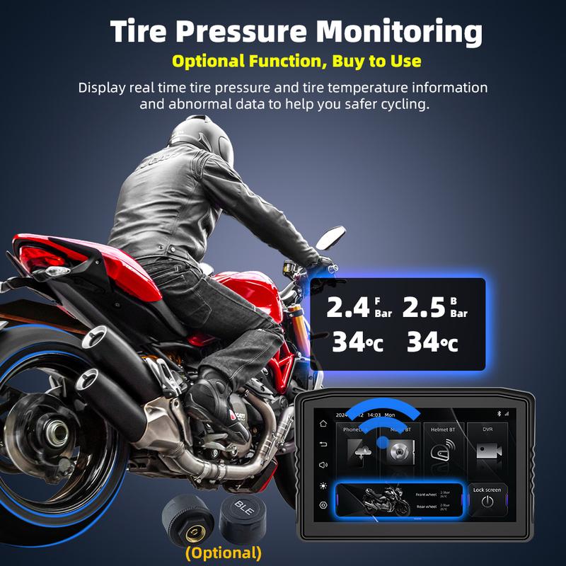 EKIY 6.25 inch Portable Gps Navigation Motorcycle Navigator Wireless CarPlay Android Auto With Bluetooth Ipx6 Waterproof HD IPS